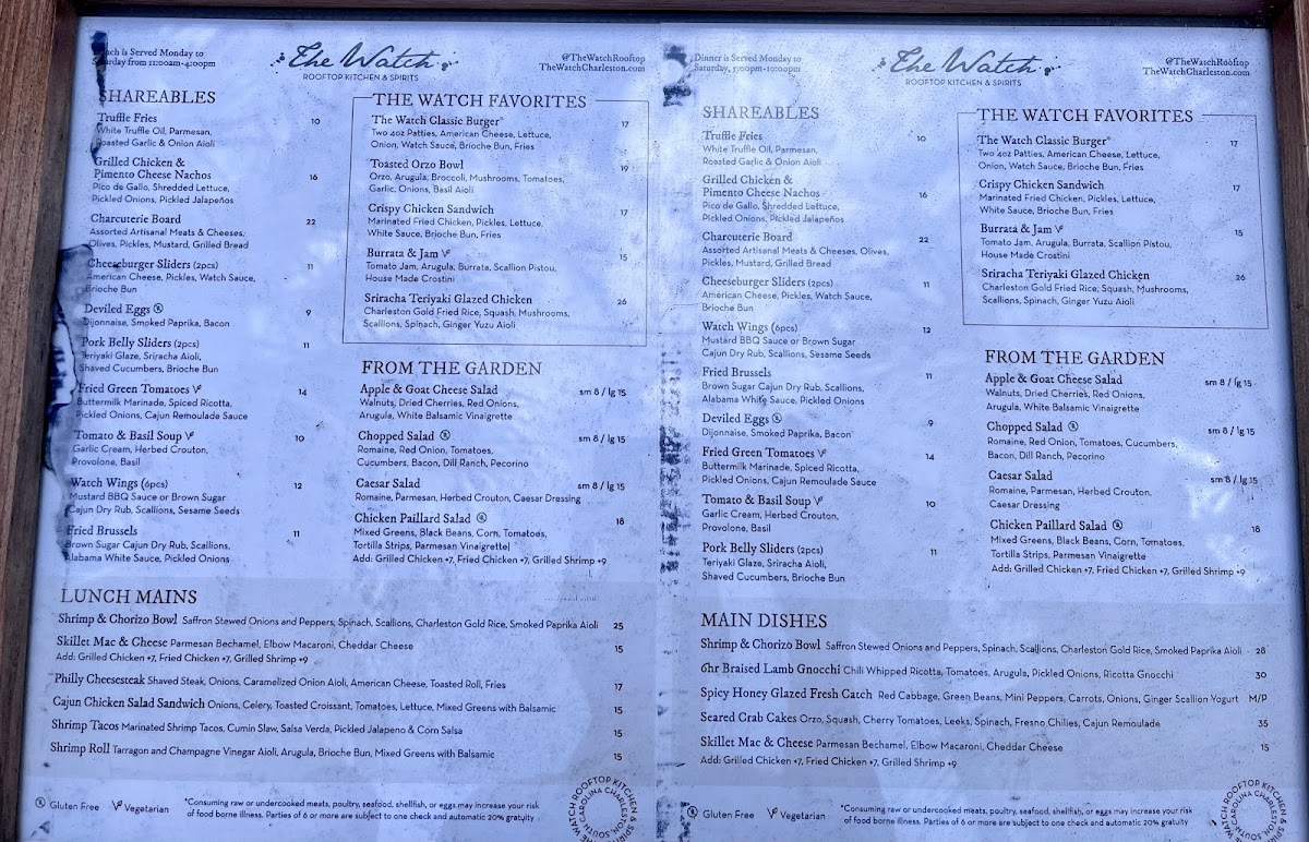 The Watch Rooftop Kitchen and Spirits Menu - Image 4